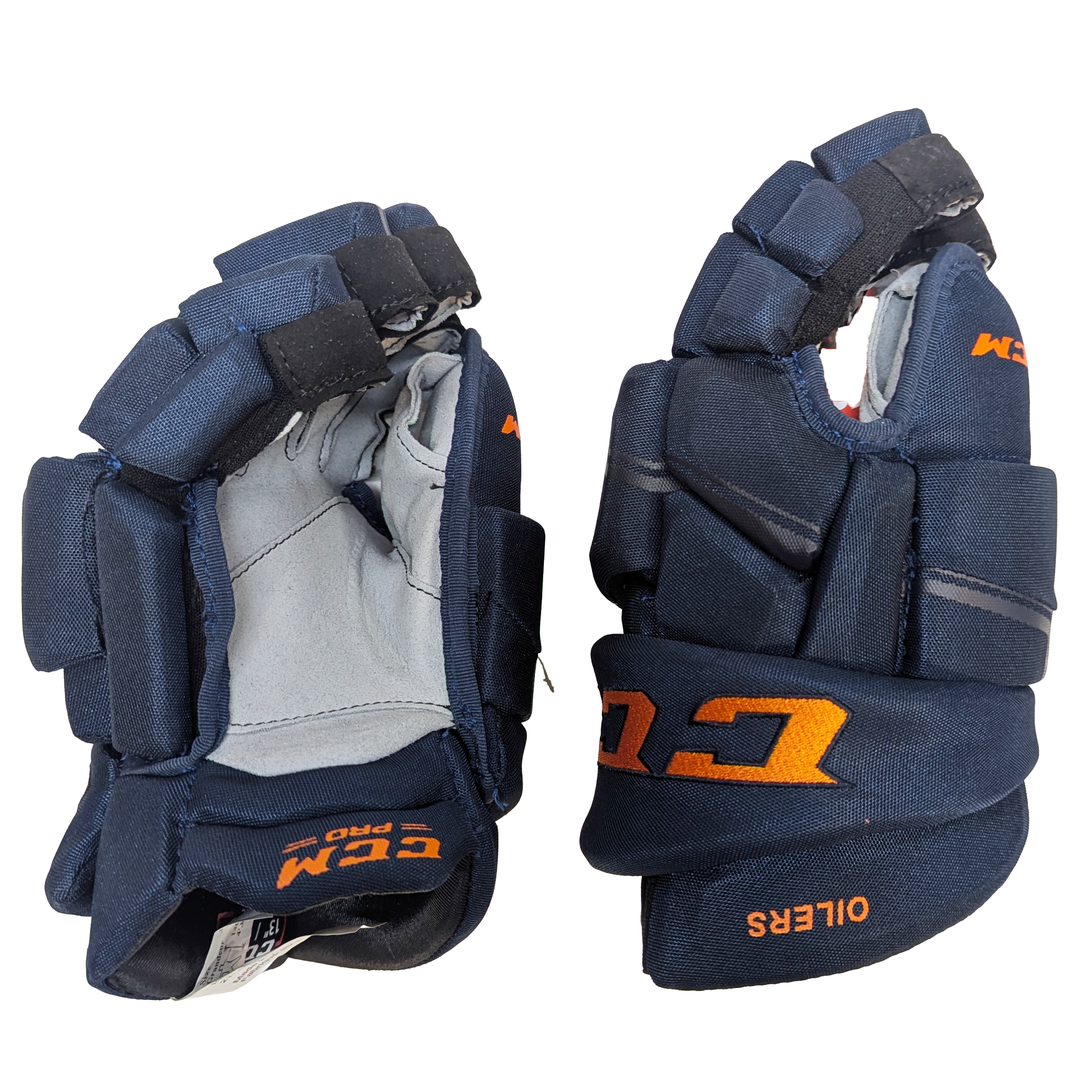 CCM HGQL - Gant professionnel de la LNH - Alternatif des Oilers d'Edmonton (bleu marine/orange)